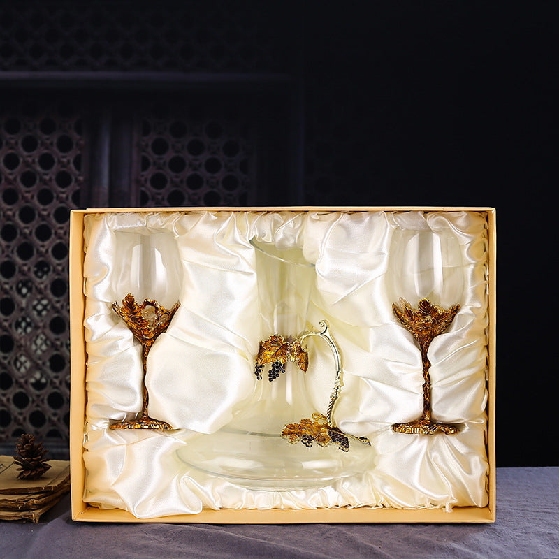 Enamel Wine Decanter Set With Crystal Glasses