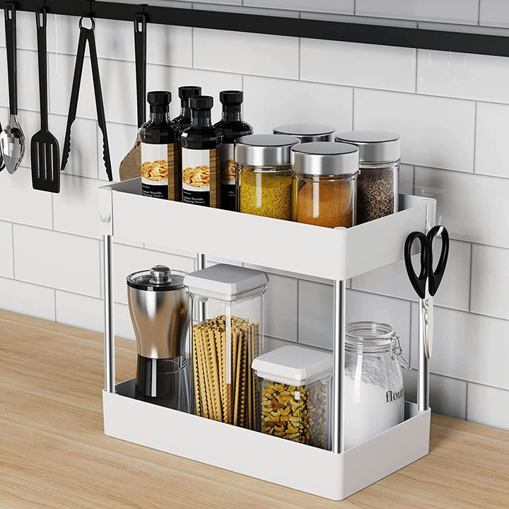 Under-Sink Kitchen Storage Organizer Shelf with 2 Drawers