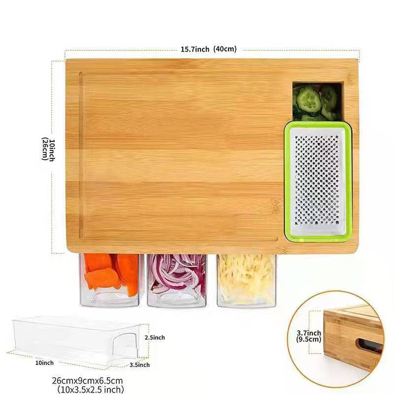Bamboo Multi-Functional Vegetable Cutting Board With Storage Box