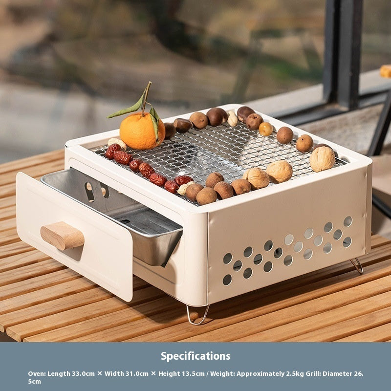 Square Outdoor Charcoal Barbecue Grill and Oven