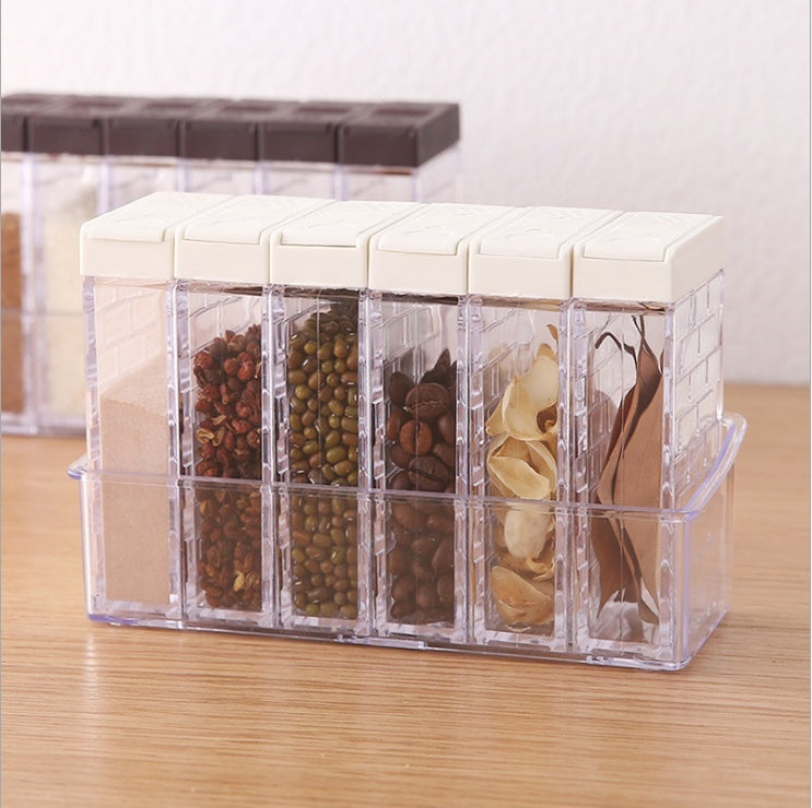 Kitchen Spice Storage Box With Transparent Containers