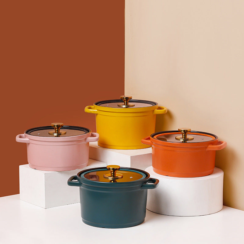 Nordic Ceramic Large-Capacity Glazed Porridge and Stock Pot