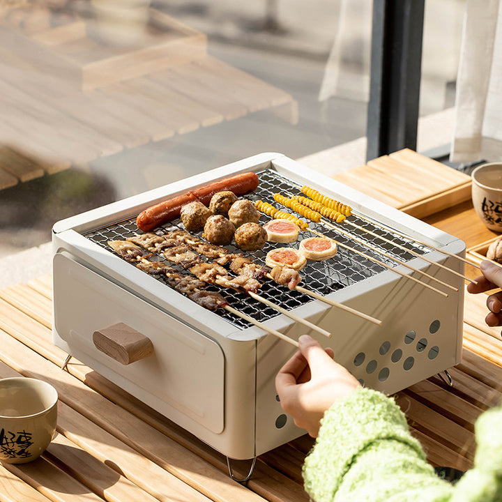 Square Outdoor Charcoal Barbecue Grill and Oven
