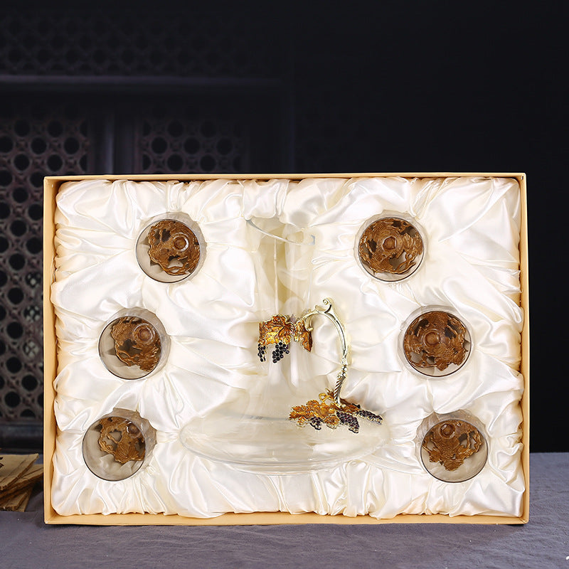Enamel Wine Decanter Set With Crystal Glasses