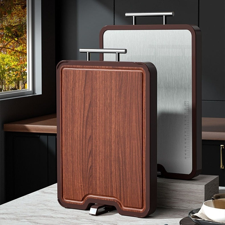 Double-Sided Stainless Steel Ebony Cutting Board Antibacterial Mildewproof