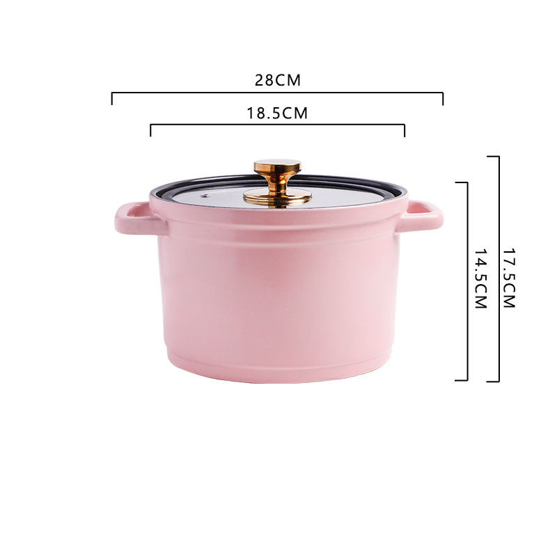 Nordic Ceramic Large-Capacity Glazed Porridge and Stock Pot