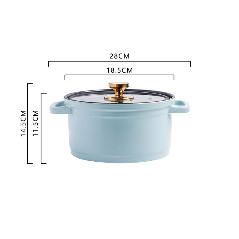 Nordic Ceramic Large-Capacity Glazed Porridge and Stock Pot