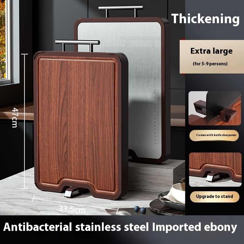 Double-Sided Stainless Steel Ebony Cutting Board Antibacterial Mildewproof