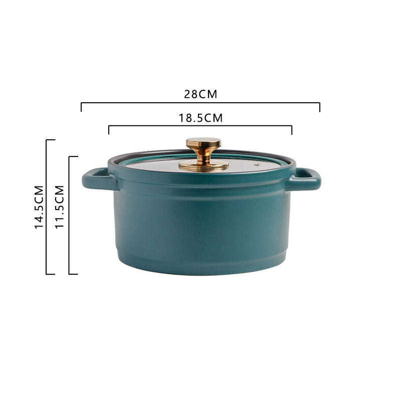 Nordic Ceramic Large-Capacity Glazed Porridge and Stock Pot