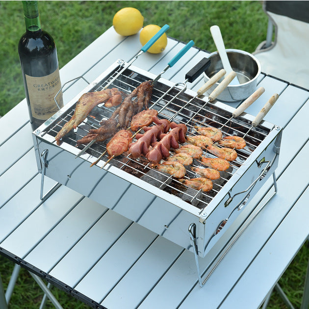 Portable Stainless Steel Charcoal Barbecue Grill for Home