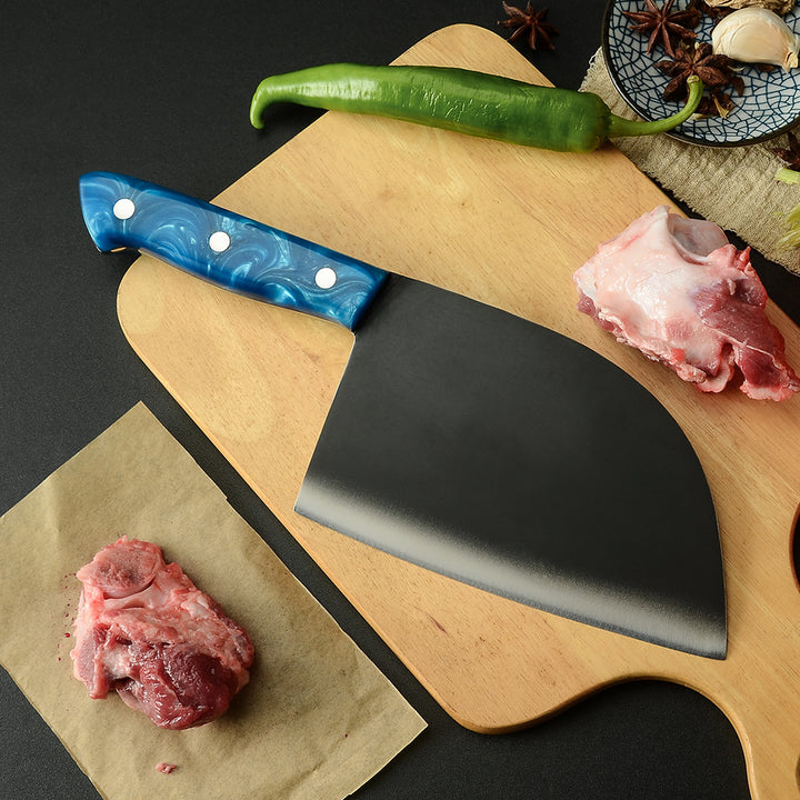 Forged Stainless Steel Kitchen Knife Set With Blue Handles