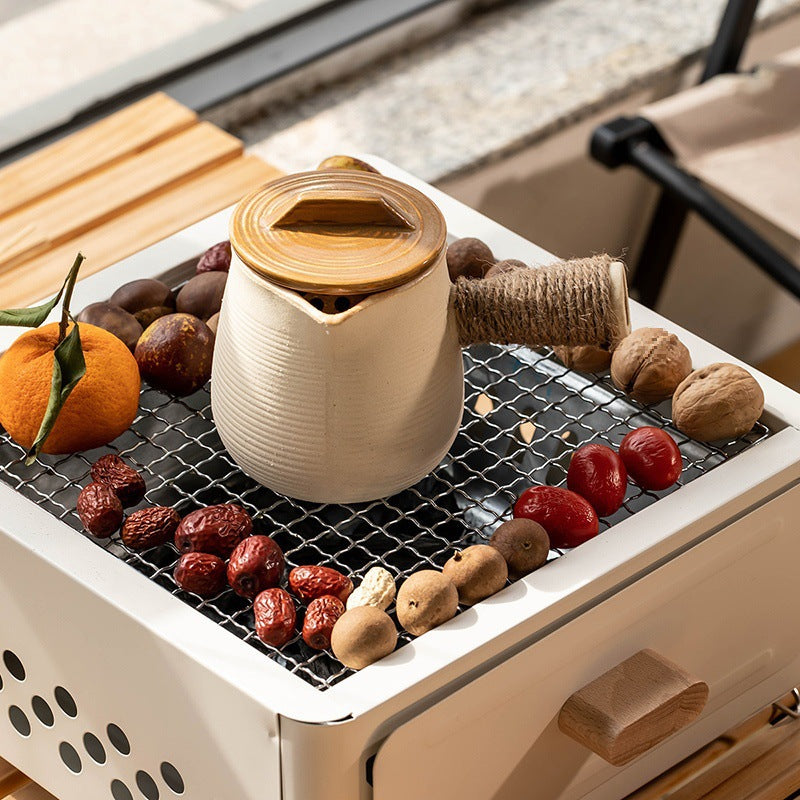 Square Outdoor Charcoal Barbecue Grill and Oven