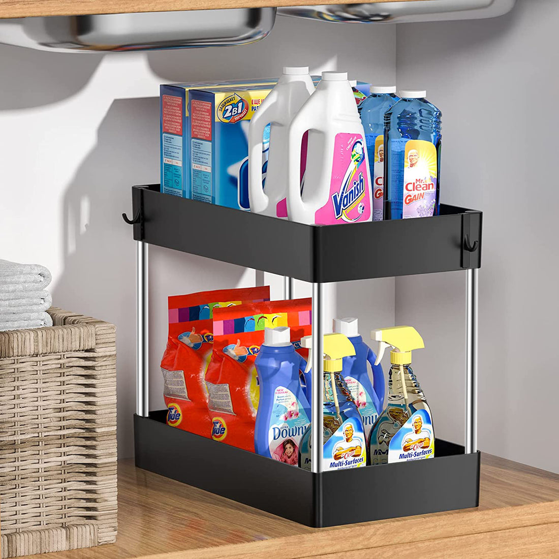 Under-Sink Kitchen Storage Organizer Shelf with 2 Drawers