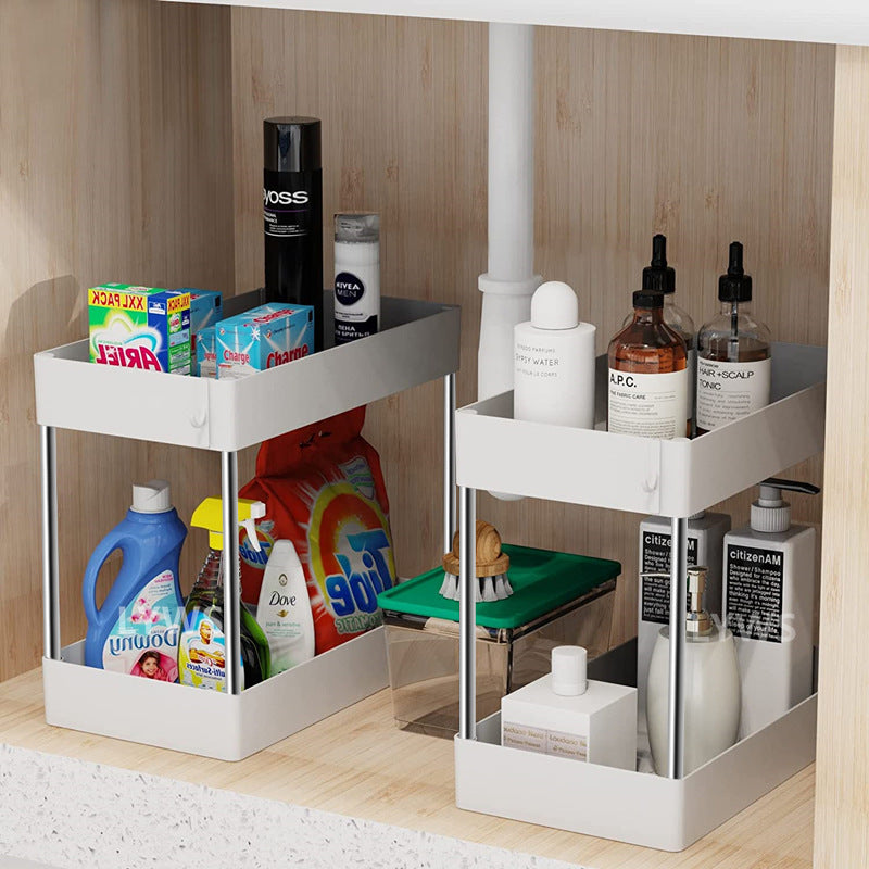 Under-Sink Kitchen Storage Organizer Shelf with 2 Drawers