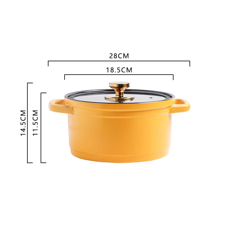 Nordic Ceramic Large-Capacity Glazed Porridge and Stock Pot