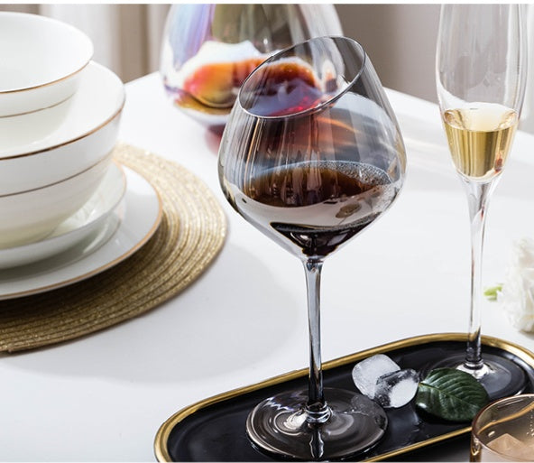 High-End Crystal Wine and Champagne Glass With Angled Rim