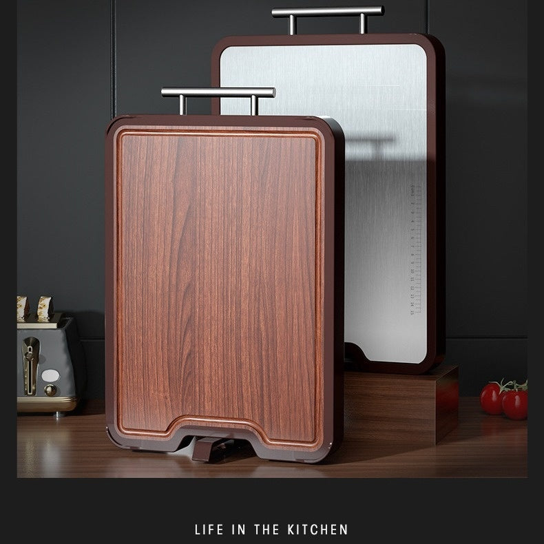 Double-Sided Stainless Steel Ebony Cutting Board Antibacterial Mildewproof