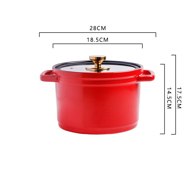 Nordic Ceramic Large-Capacity Glazed Porridge and Stock Pot