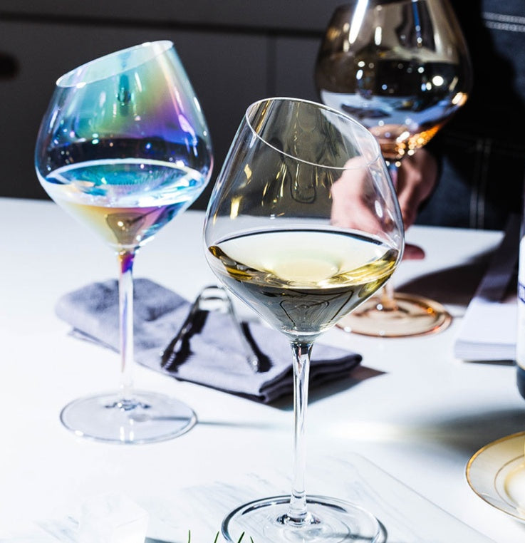 High-End Crystal Wine and Champagne Glass With Angled Rim